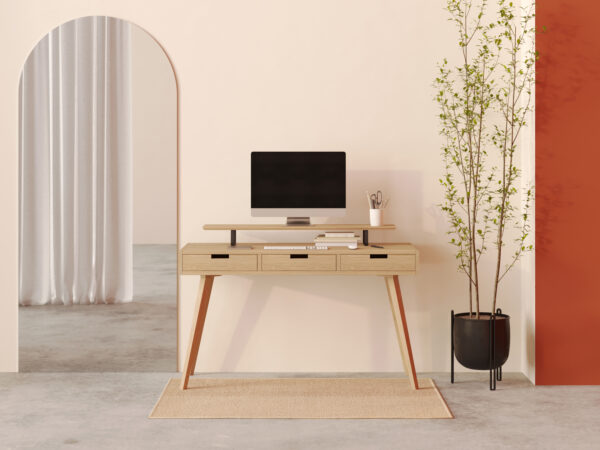 Eiken bureau met 3 lades