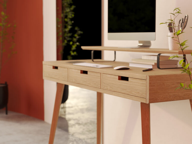 Eiken bureau met 3 lades