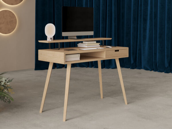 Eiken bureau met lade, 100 cm