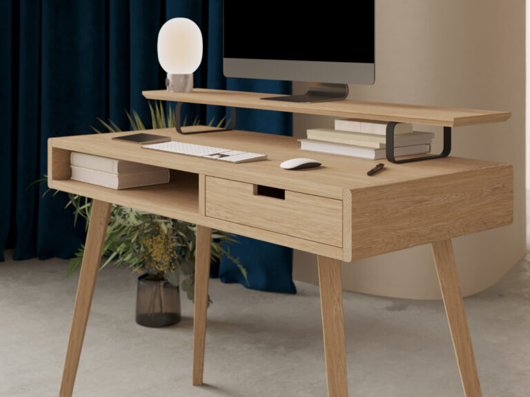 Eiken bureau met lade, 100 cm
