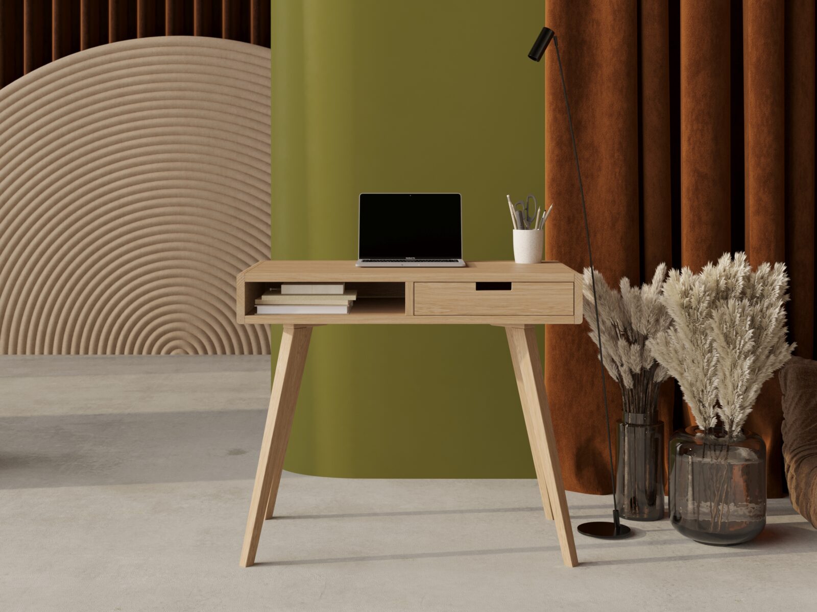 Eiken bureau met lade, 90 cm