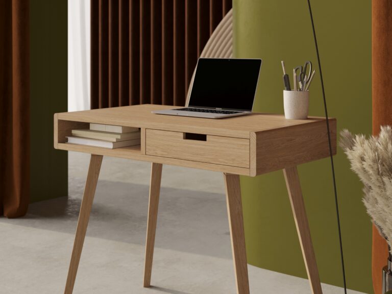 Eiken bureau met lade, 90 cm
