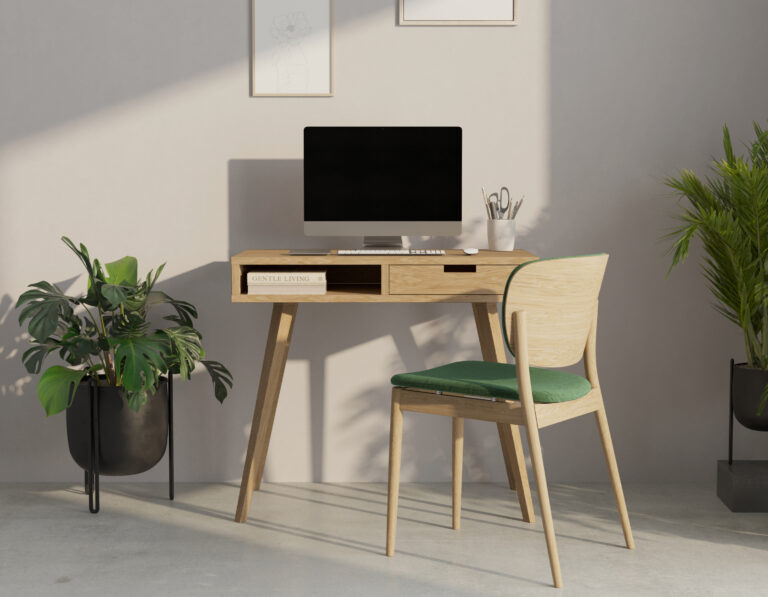 Mid-century eiken bureau, 90 x 50 cm