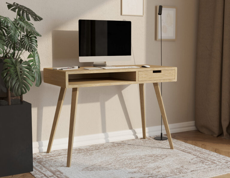 Modern eiken bureau met lade, 110 cm