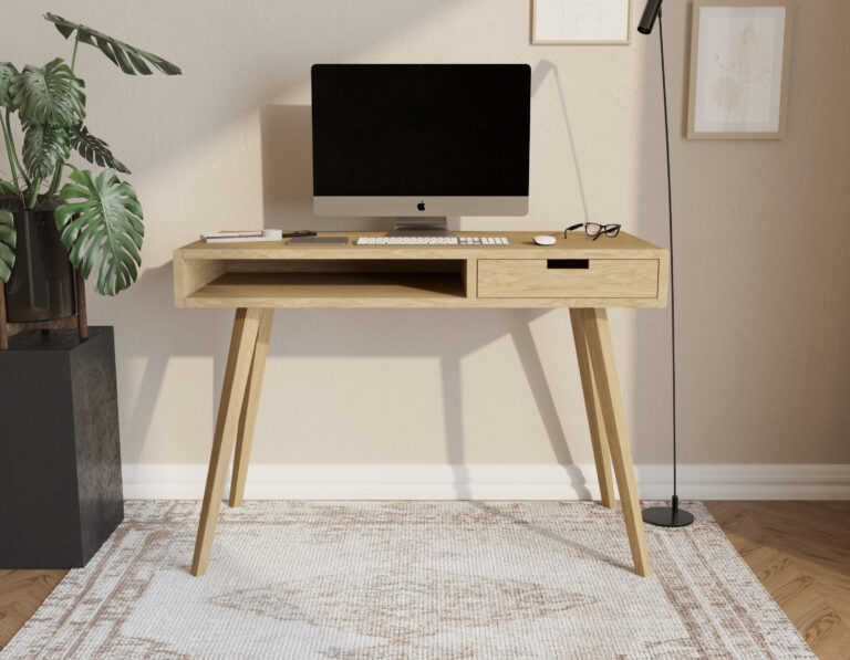 Modern eiken bureau met lade, 110 cm