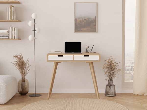 Modern houten bureau met 2 lades, 90 cm
