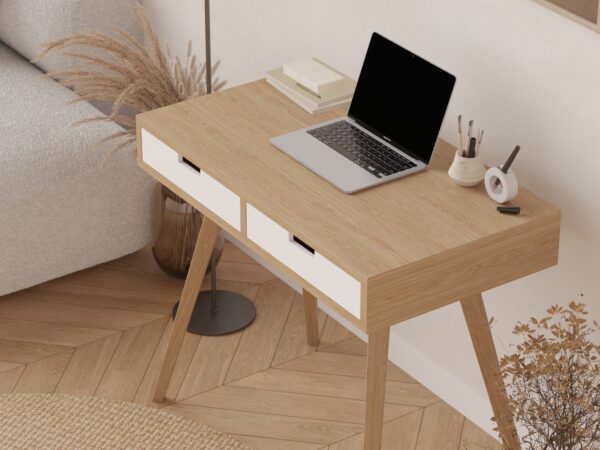 Modern houten bureau met 2 lades, 90 cm