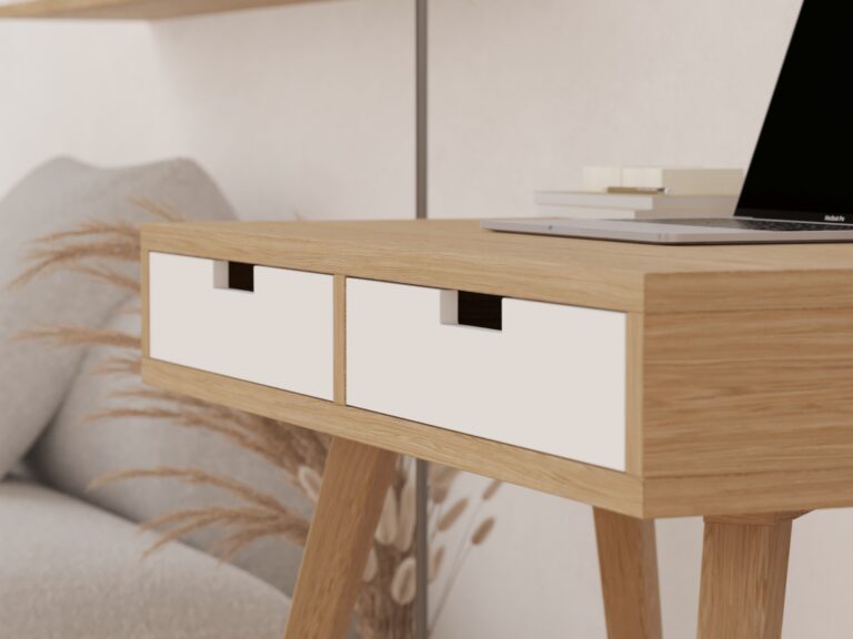 Modern houten bureau met 2 lades, 90 cm