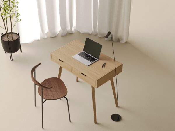 Modern massief eiken bureau met afgeronde randen