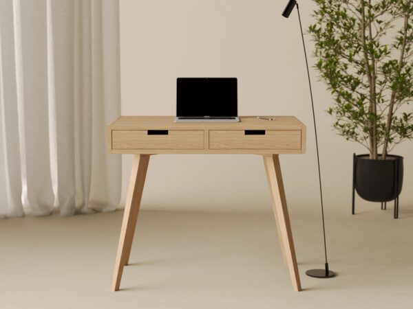 Modern massief eiken bureau met afgeronde randen