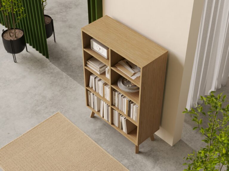 Moderne eiken boekenkast, 136 x 90 cm