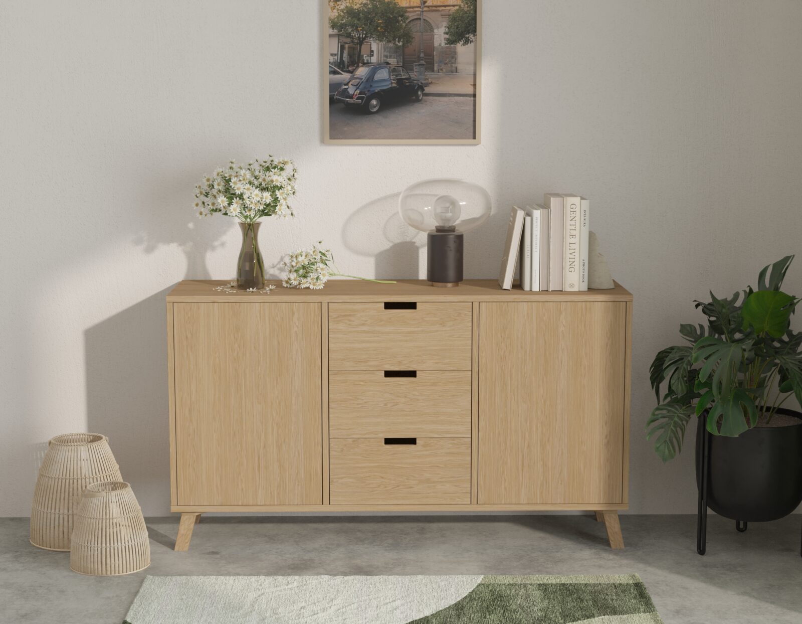 Moderne eiken ladekast met 3 lades