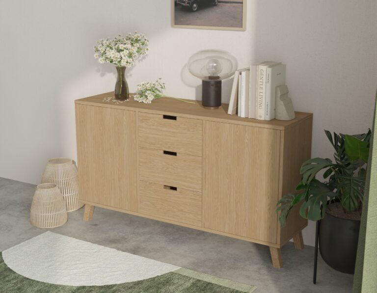Moderne eiken ladekast met 3 lades