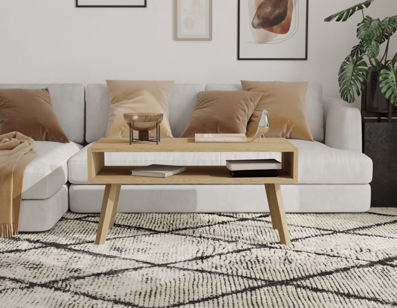 Moderne lage eiken salontafel, 100 cm