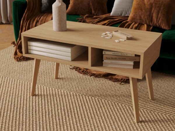 Moderne lage rechthoekige eiken salontafel