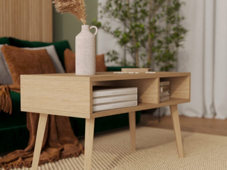 Moderne lage rechthoekige eiken salontafel