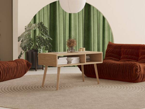 Moderne lage rechthoekige massief eiken salontafel