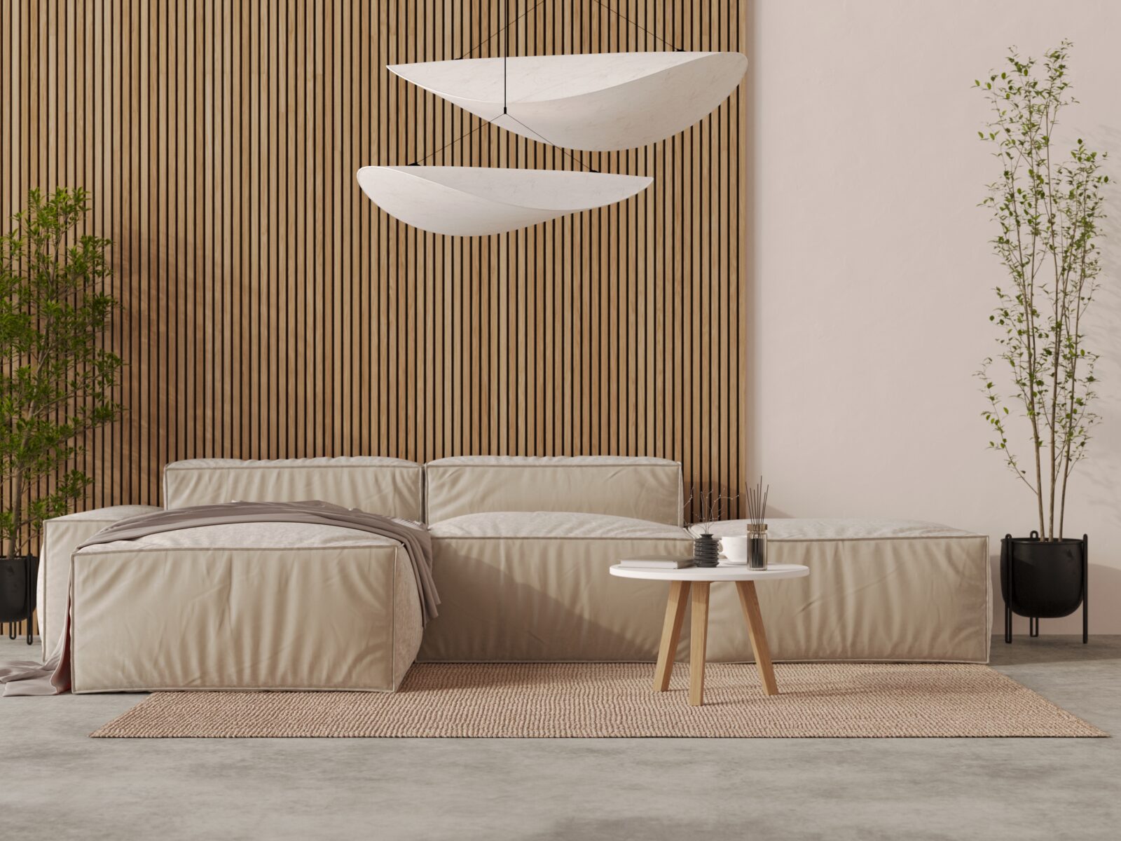 Moderne lage ronde houten salontafel met wit blad, 60 cm