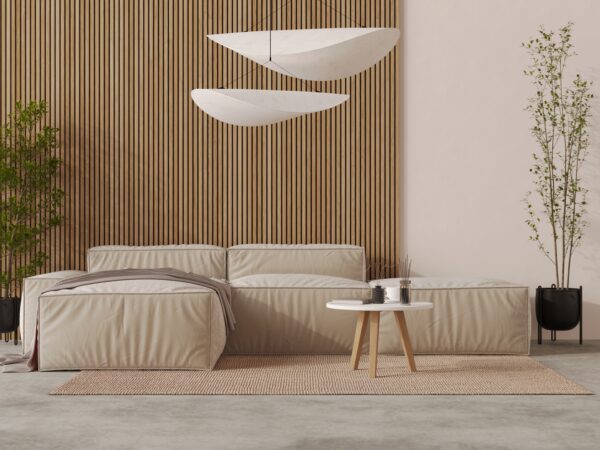Moderne lage ronde houten salontafel met wit blad, 60 cm