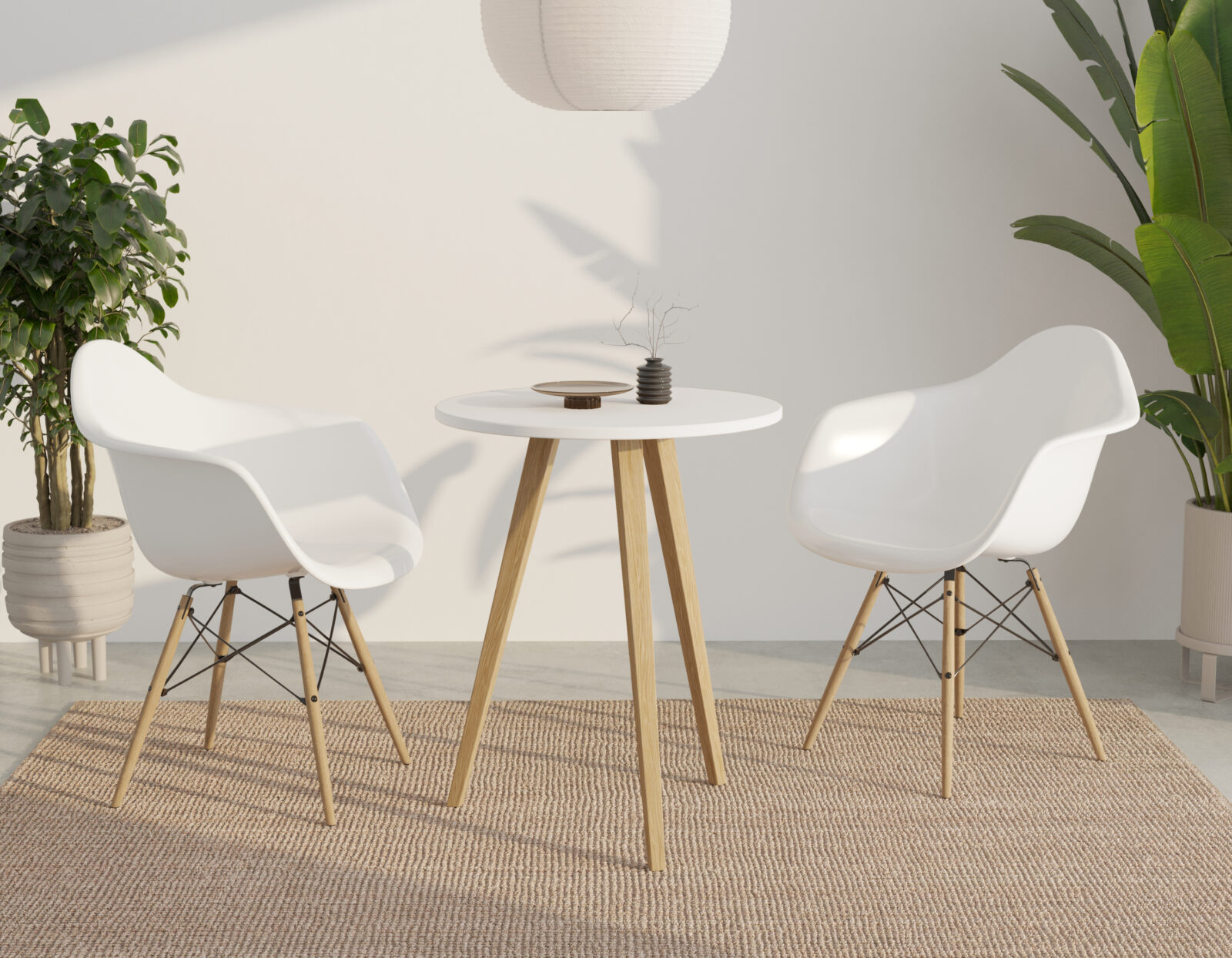 Moderne ronde houten bijzettafel met houten poten, 60 cm