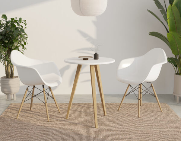 Moderne ronde houten bijzettafel met houten poten, 60 cm