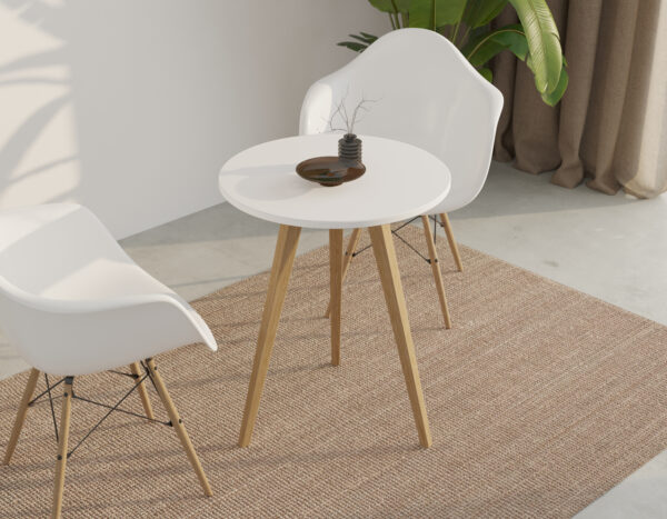 Moderne ronde houten bijzettafel met houten poten, 60 cm