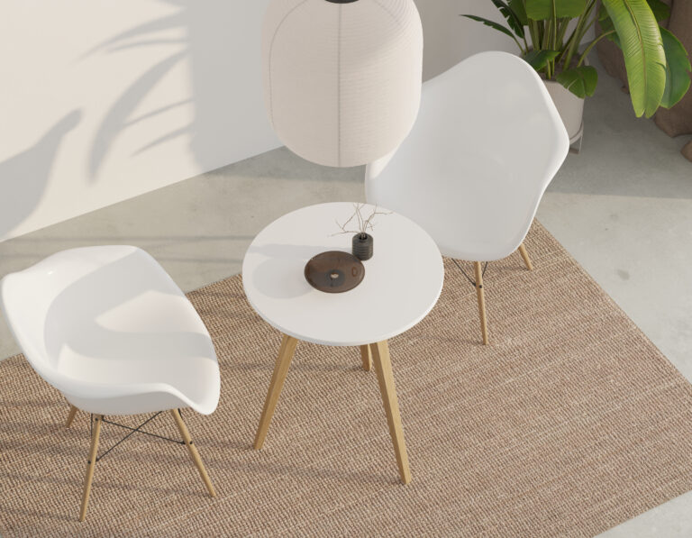Moderne ronde houten bijzettafel met houten poten, 60 cm