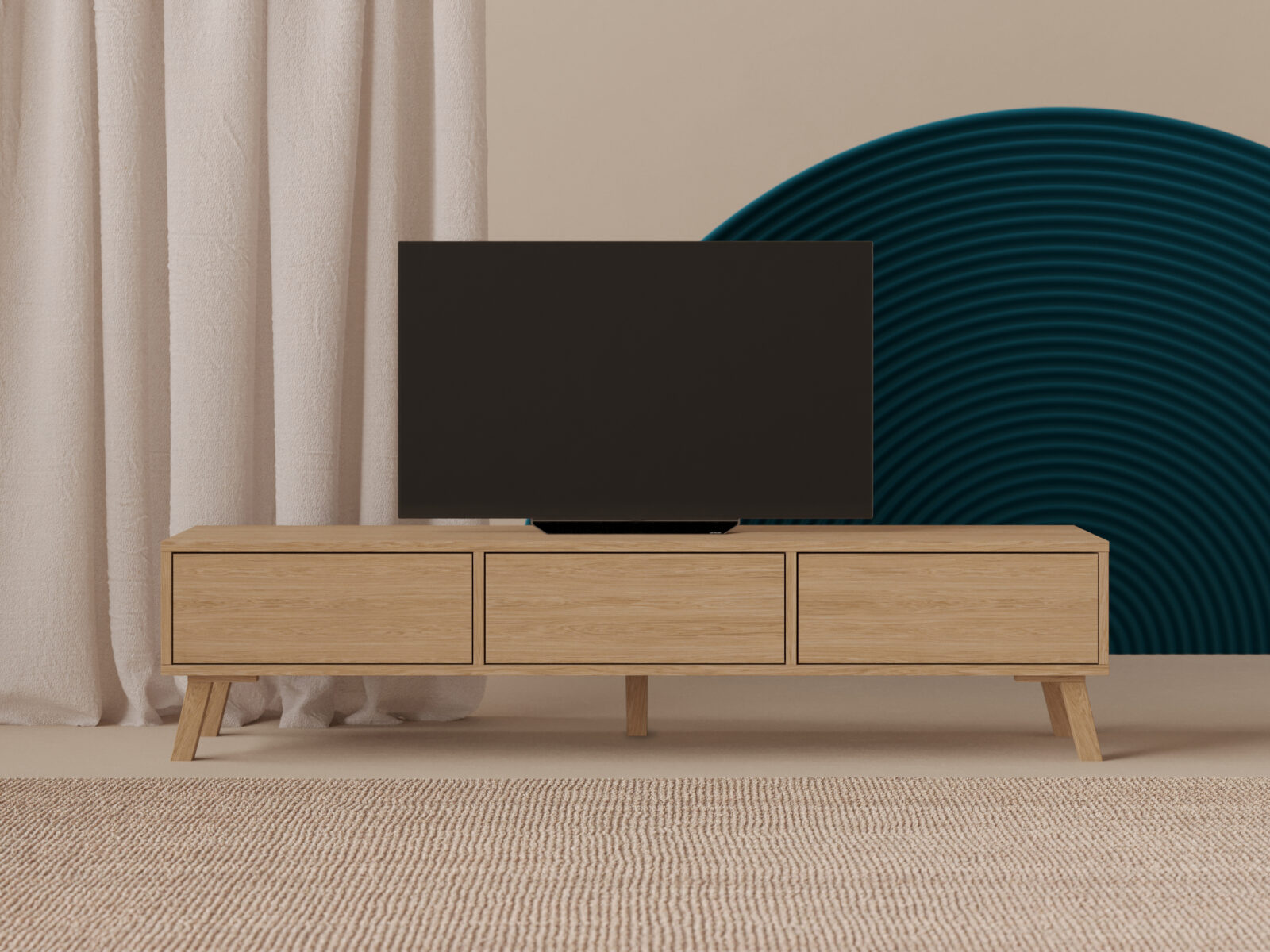 Eiken tv-meubel, 180 cm