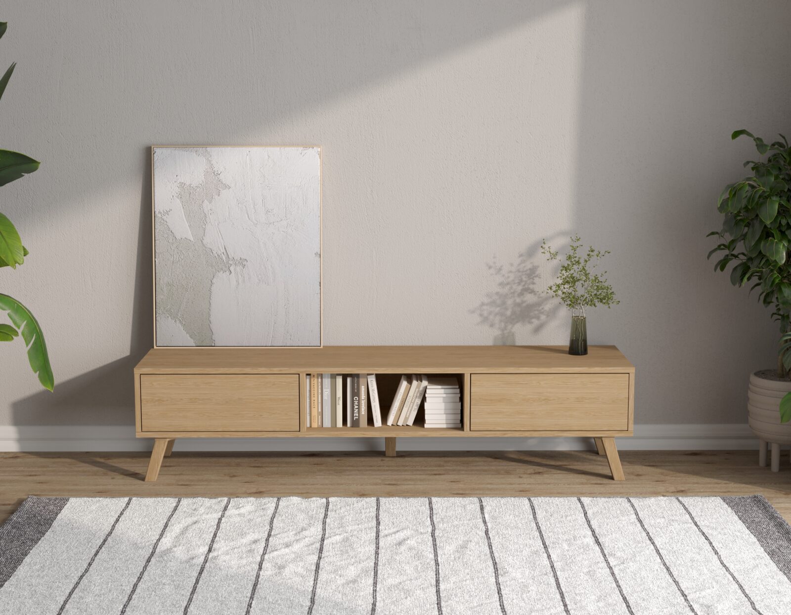 Modern eiken tv-meubel, 180 cm