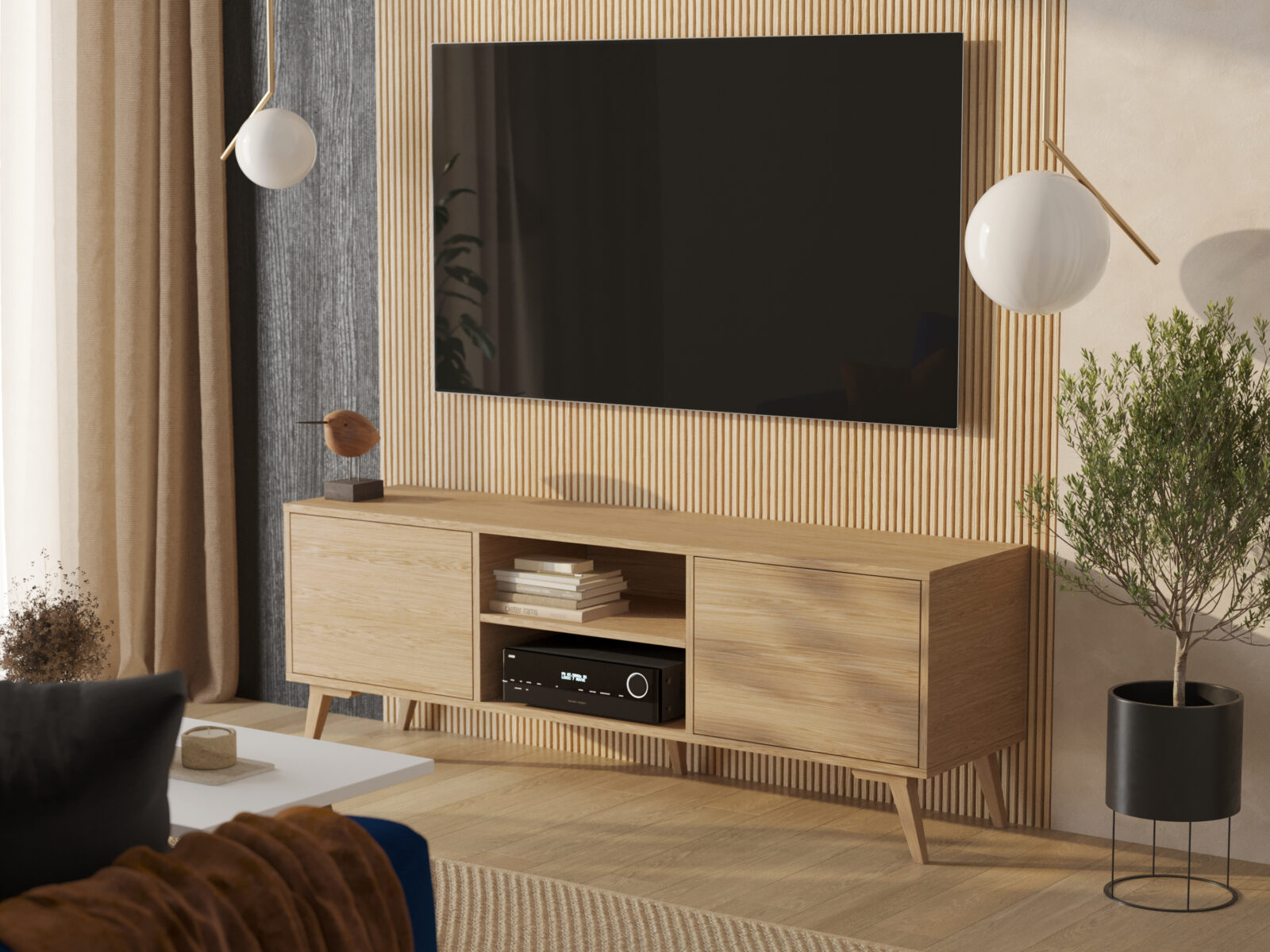 Modern eiken tv-meubel, 180 cm