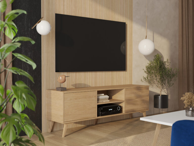Modern eiken tv-meubel, 180 cm