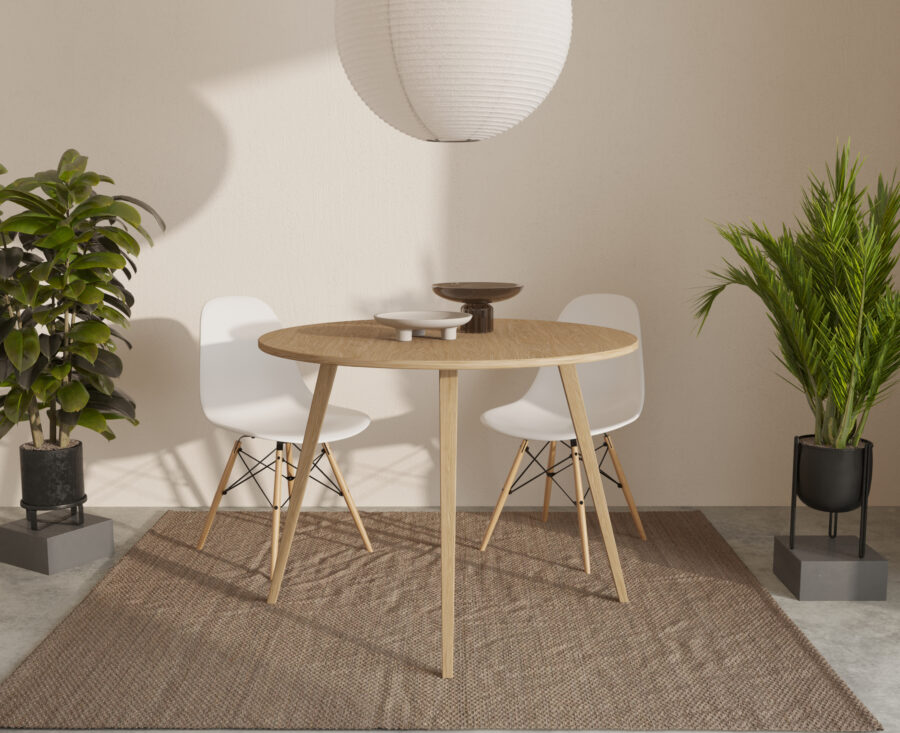 Moderne ronde massief eiken eettafel, 70-100 cm