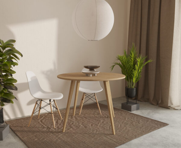 Moderne ronde massief eiken eettafel, 70-100 cm