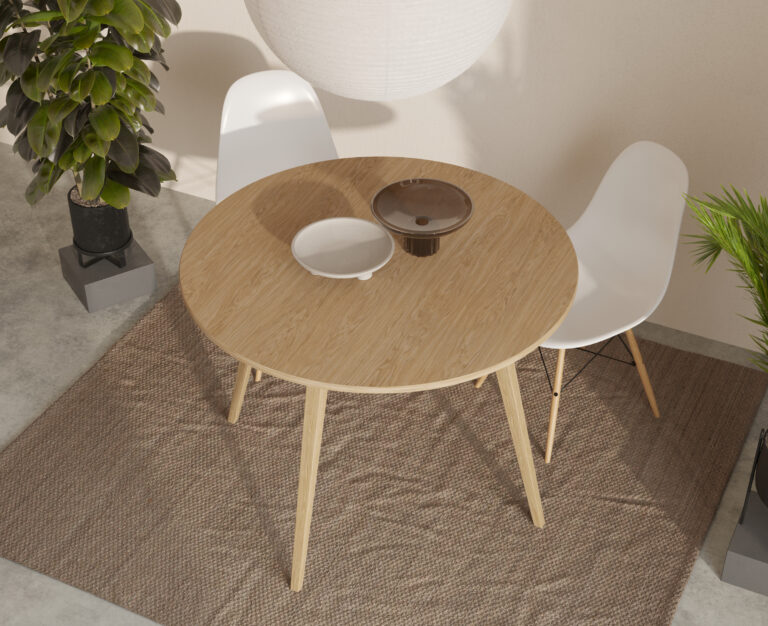 Moderne ronde massief eiken eettafel, 70-100 cm