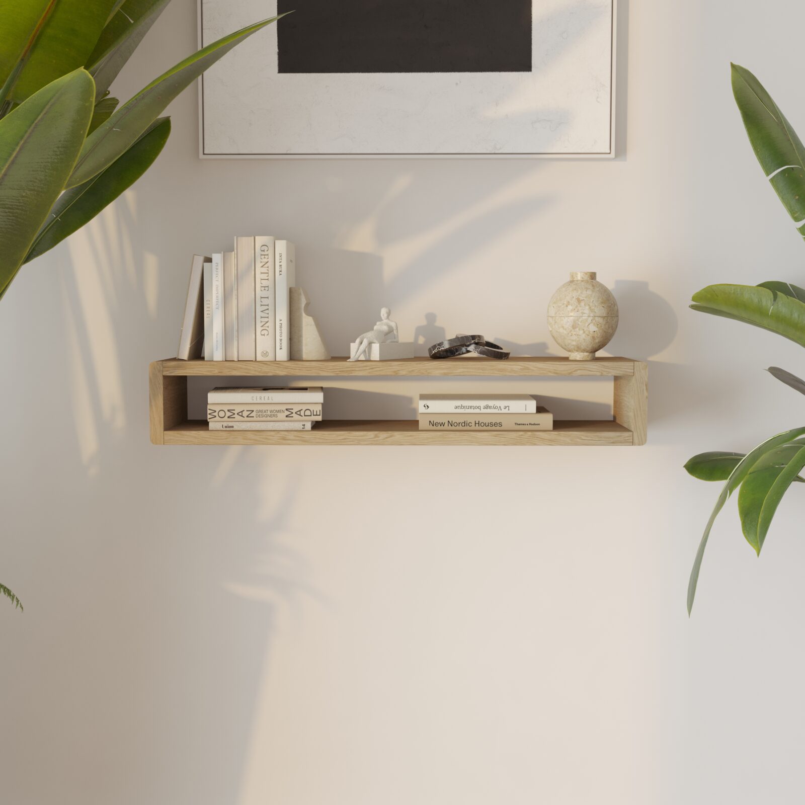 Modern klein eiken wandgemonteerde sidetable, 80 x 20 cm