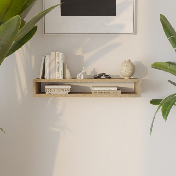 Modern klein eiken wandgemonteerde sidetable, 80 x 20 cm
