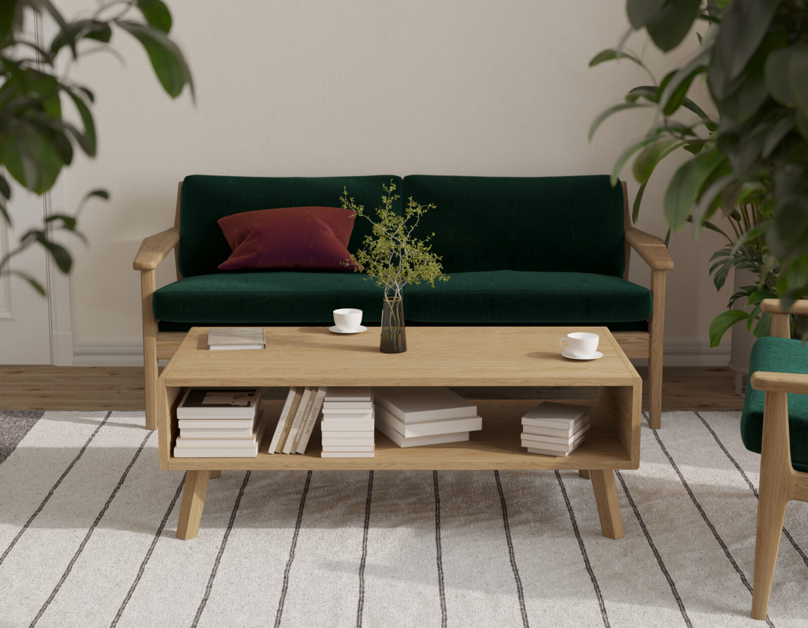 Moderne lage massief eiken salontafel