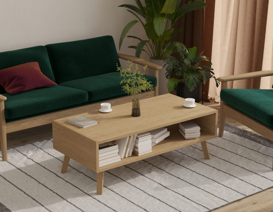 Moderne lage massief eiken salontafel