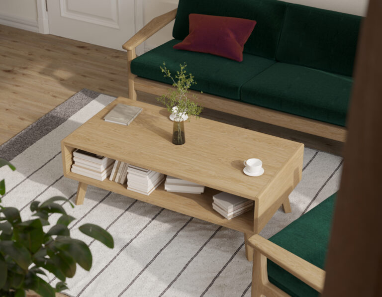 Moderne lage massief eiken salontafel