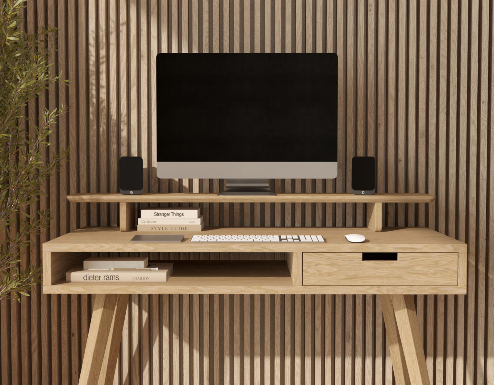 Massief eiken monitorstandaard, 110 cm