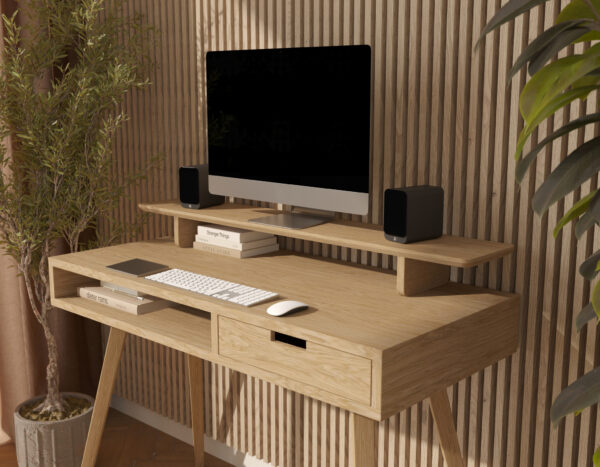 Massief eiken monitorstandaard, 110 cm