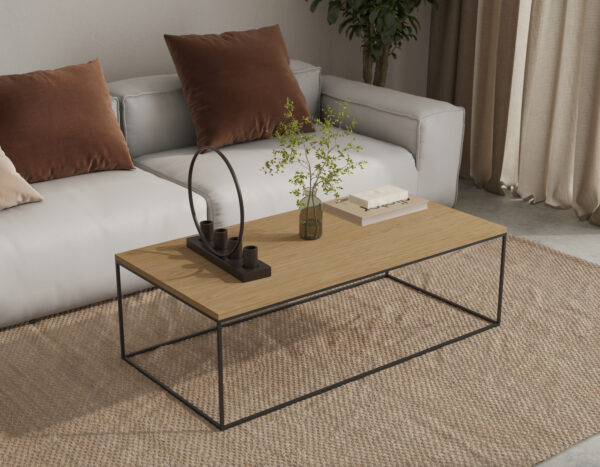 Minimalistische lage eiken salontafel, 100 x 50 cm