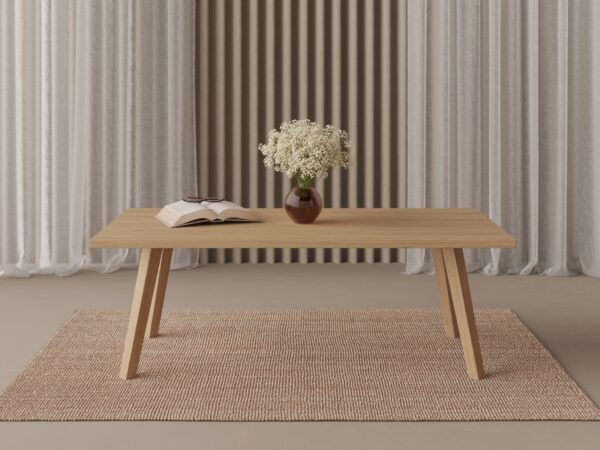 Lage rechthoekige houten salontafel, 90-110 cm