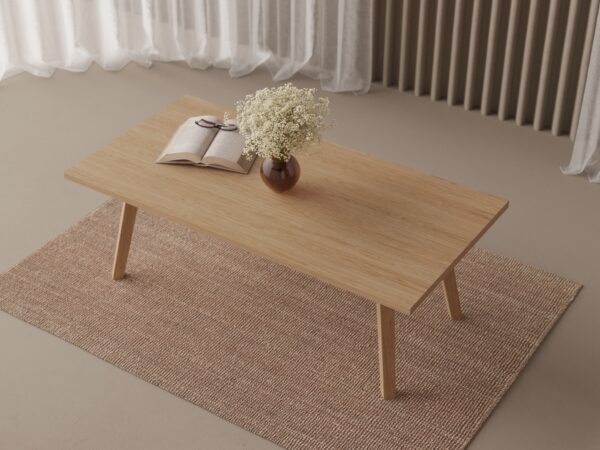 Lage rechthoekige houten salontafel, 90-110 cm