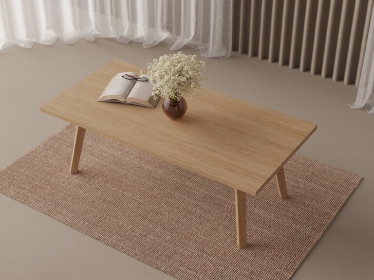 Lage rechthoekige houten salontafel, 90-110 cm