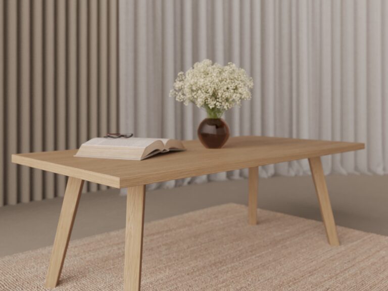 Lage rechthoekige houten salontafel, 90-110 cm