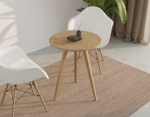 Ronde massief eiken bijzettafel, 60 cm