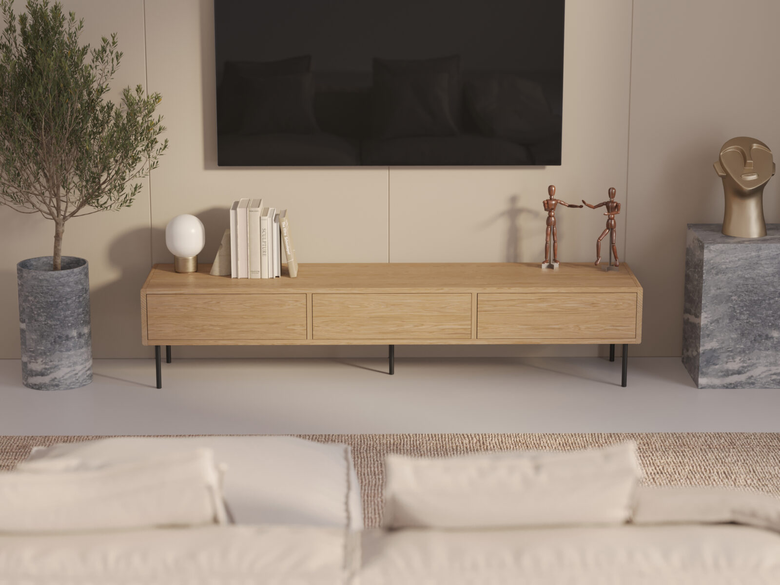 Industrieel eiken tv-meubel, 200 cm