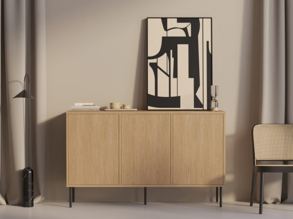 Industriële houten ladekast, 143 cm
