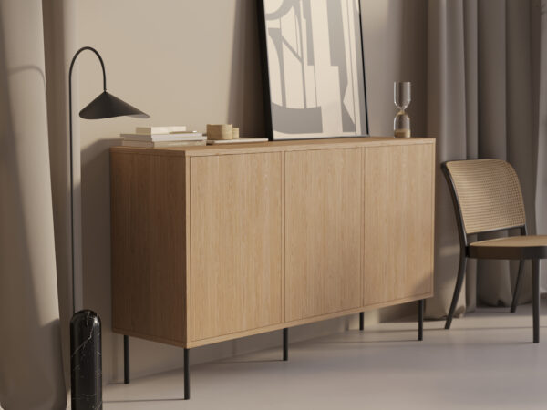 Industriële houten ladekast, 143 cm